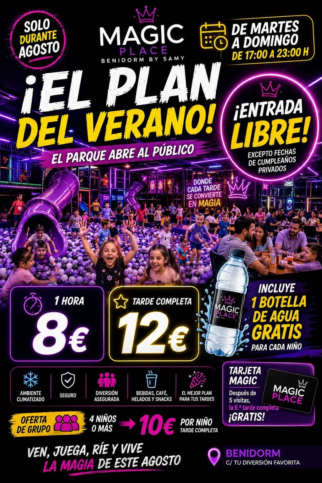 Cartel de Agosto Mágico en Magic Place Benidorm